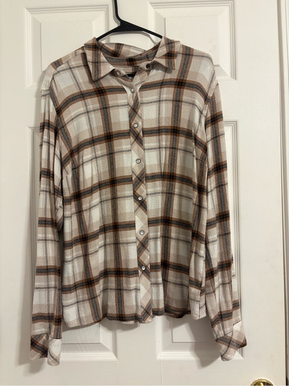 Idyllwind Cream, Brown and Black Plaid Pearl Snap Shirt
